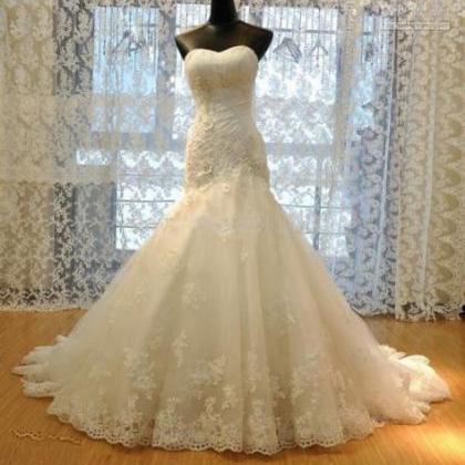 A-line Backless Lace Princess Wedding Dress Bridal..