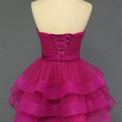 Pink Ball Gown Sweetheart Tulle Homecoming Dress..