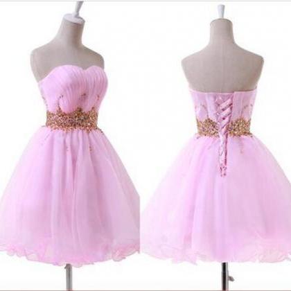 Prom Dress Ball Gown Pleats Sweetheart Mini Short Sequins Beaded Dress ...