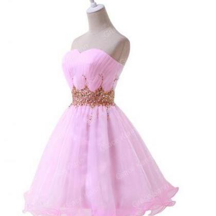 Prom Dress Ball Gown Pleats Sweetheart Mini Short Sequins Beaded Dress ...