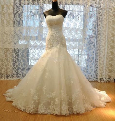 A-line Backless Lace Princess Wedding Dress Bridal Gown Custom