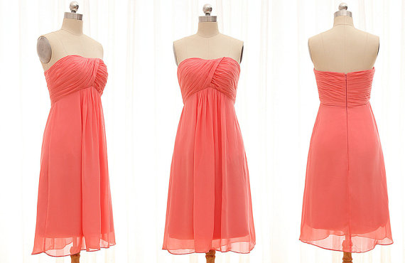 Sleeveless Coral Color Bridesmaid Dresses, New Short Bridesmaid Dress ...