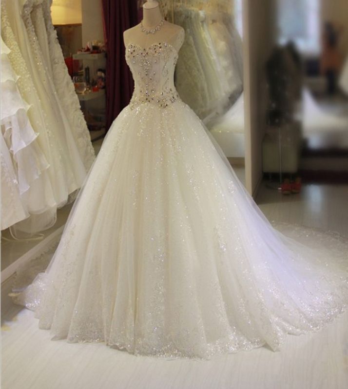 Beaded Wedding Dress,A-line Wedding Dress ,,Princess Wedding Dress ...